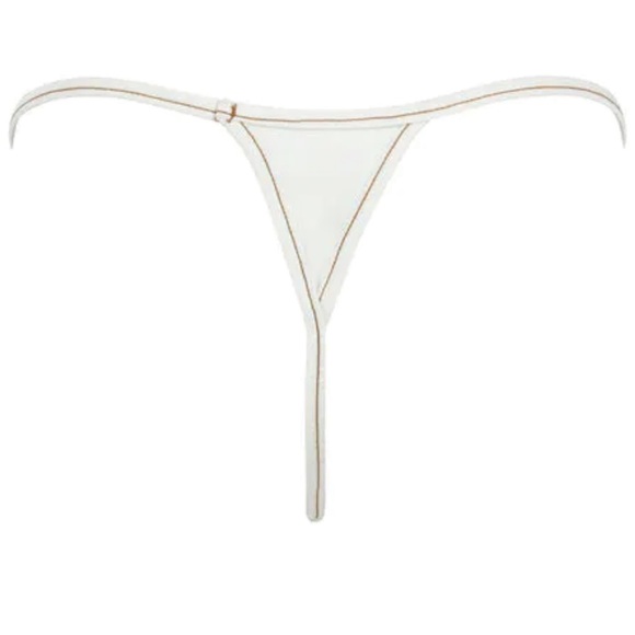 Nwt Laina Rauma sz S/M Stretch Soft Denim Thong Off-White Jeans Gold Stitching - Picture 5 of 12